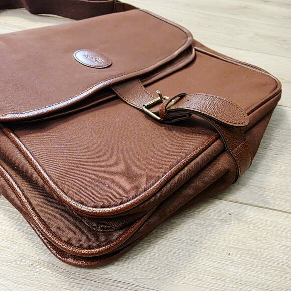 Vtg Polo Ralph Lauren Brown Canvas Messenger Travel Bag Purse Shoulder Strap - Picture 3 of 9